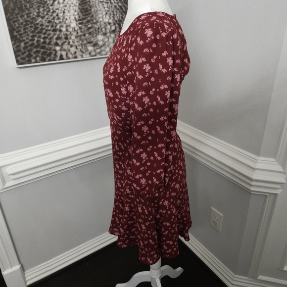 Jun & Ivy womens 3/4 sleeve floral burgundy dress size Small - Picture 4 of 7